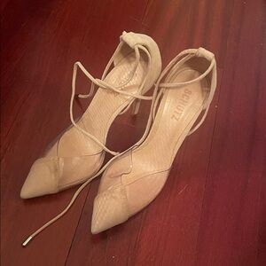 SCHUTZ Nude Lace-Up Heels